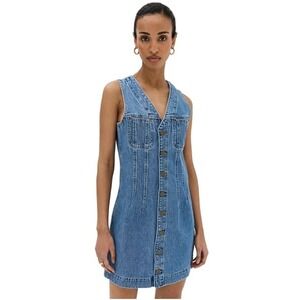 FRAME Trucker Sleeveless Denim Mini Dress, XS